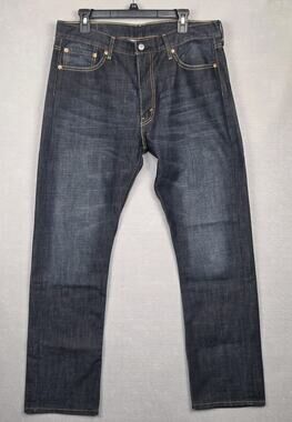Levis 513 Slim Straight Jeans Mens 36x31 Dark Wash Indigo EUC